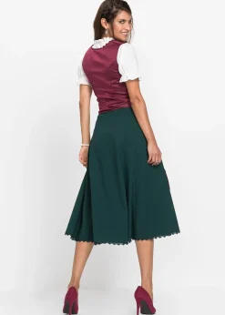 Dirndl à tablier en satin brodé (ens. 2 pces)