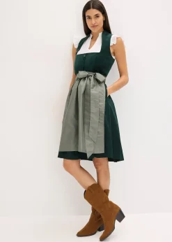 Dirndl avec corsage en velours et tablier en satin