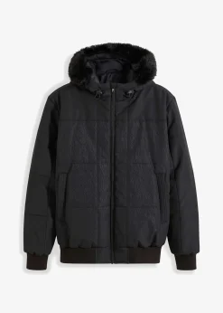 Doudoune courte à capuche avec bordure sherpa