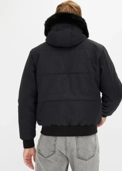 Doudoune courte à capuche avec bordure sherpa