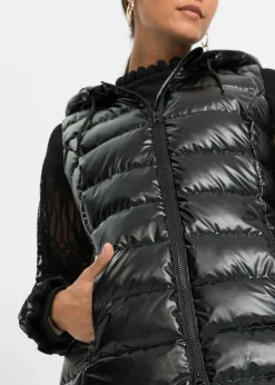 Doudoune sans manches, effet brillant