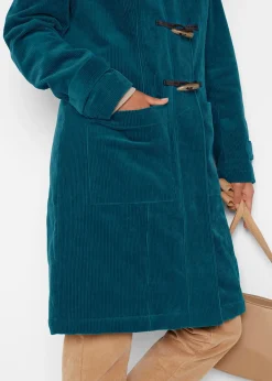 Duffle-coat en velours côtelé doublé