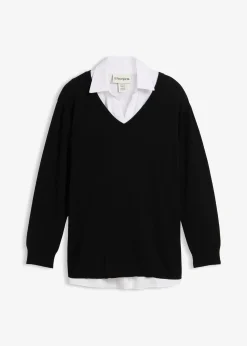 Ensemble de grossesse et d’allaitement avec pull et blouse sans manches