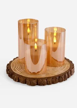 Figurines déco avec bougies LED (ens. 3 pces)