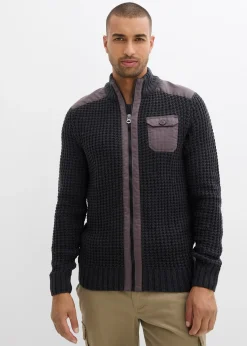 Gilet en grosse maille point de riz avec poche poitrine
