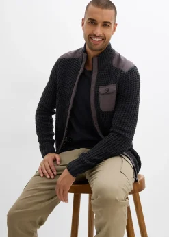 Gilet en grosse maille point de riz avec poche poitrine