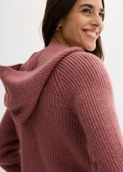 Gilet en maille à capuche