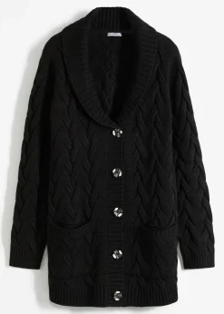 Gilet en maille à col châle et motif torsadé