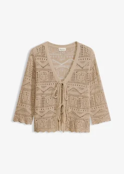 Gilet en maille ajourée à nouer