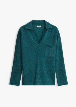Gilet en maille ajourée avec fil brillant