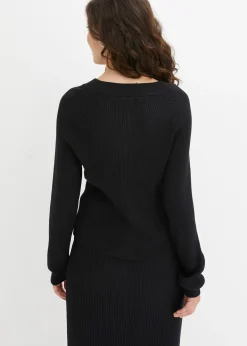 Gilet en maille côtelée, viscose majoritaire