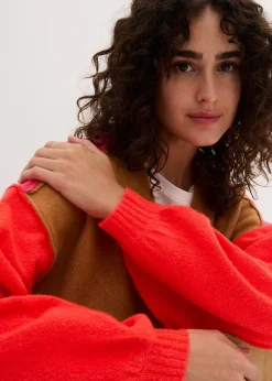 Gilet en maille oversize, motif color block