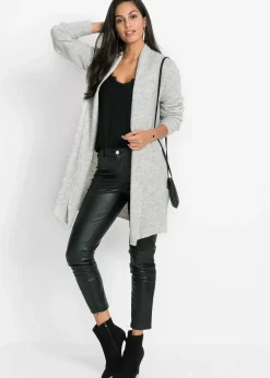 Gilet long en maille à col châle