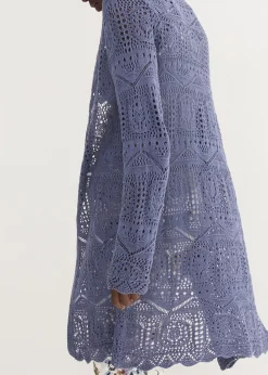 Gilet long en maille ajourée