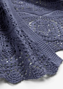 Gilet long en maille ajourée