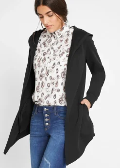 Gilet long en molleton de coton mélangé