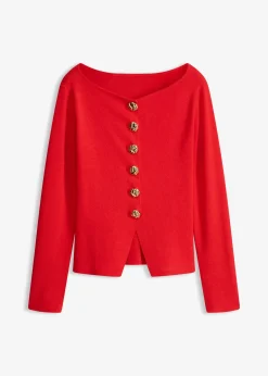 Gilet péplum en maille à boutons décoratifs