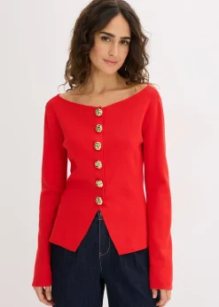 Gilet péplum en maille à boutons décoratifs