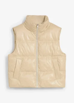 Gilet sans manches enduit et matelassé