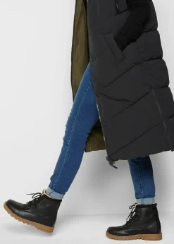 Gilet sans manches matelassé réversible en polyester recyclé avec capuche