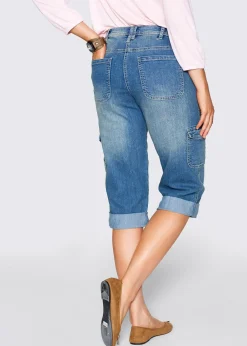 Jean 3/4 cargo stretch, taille normale