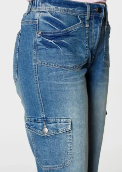 Jean 3/4 cargo stretch, taille normale