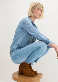 Jean 7/8 extensible, bas fendu