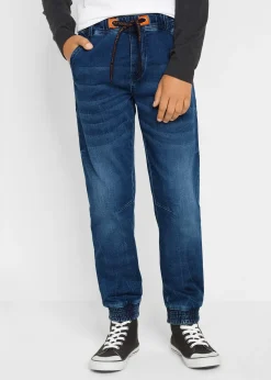 Jean à taille élastiquée en denim sweat, regular et fuselé