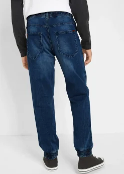 Jean à taille élastiquée en denim sweat, regular et fuselé