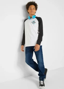 Jean à taille élastiquée en denim sweat, regular et fuselé