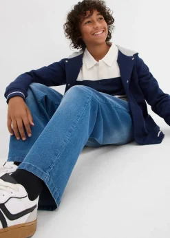 Jean à taille réglable, coupe droite et loose