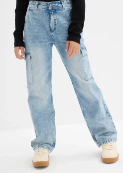 Jean baggy poches cargo, taille mi-haute