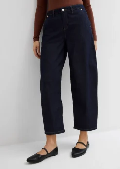 Jean balloon taille mi-haute ultra doux, cropped