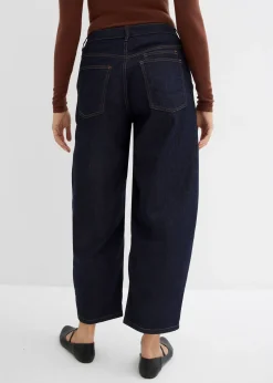 Jean balloon taille mi-haute ultra doux, cropped