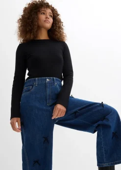 Jean barrel, taille haute et élastiquée