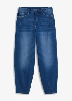 Jean barrel taille haute en coton