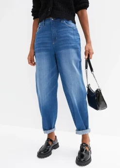 Jean barrel taille haute en coton