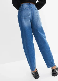 Jean barrel taille haute en coton