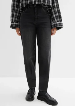 Jean barrel taille haute en coton