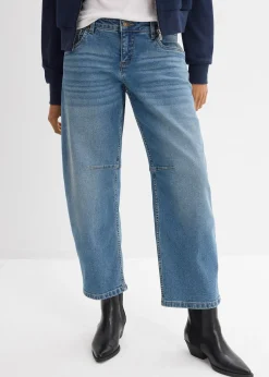 Jean barrel, taille mi-haute