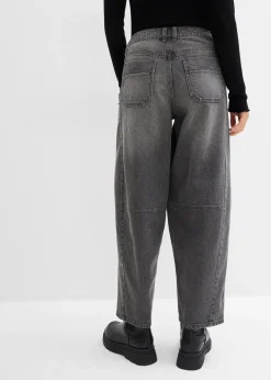 Jean barrel taille mi-haute