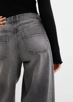 Jean barrel taille mi-haute