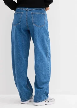 Jean barrel taille mi-haute