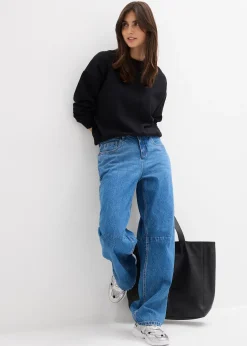 Jean barrel taille mi-haute