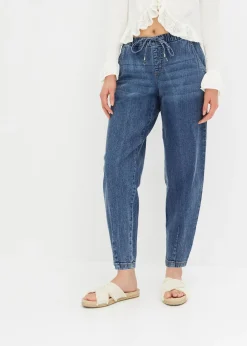 Jean barrel taille mi-haute élastiquée