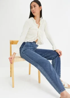 Jean barrel taille mi-haute élastiquée