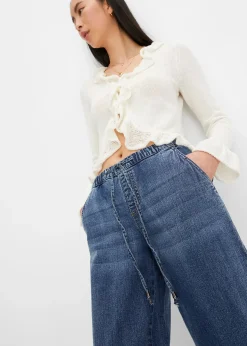 Jean barrel taille mi-haute élastiquée