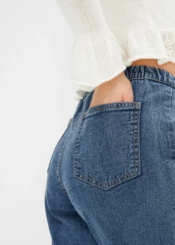 Jean barrel taille mi-haute élastiquée