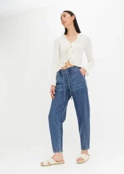Jean barrel taille mi-haute élastiquée