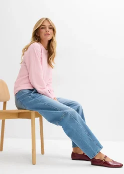Jean barrel taille mi-haute